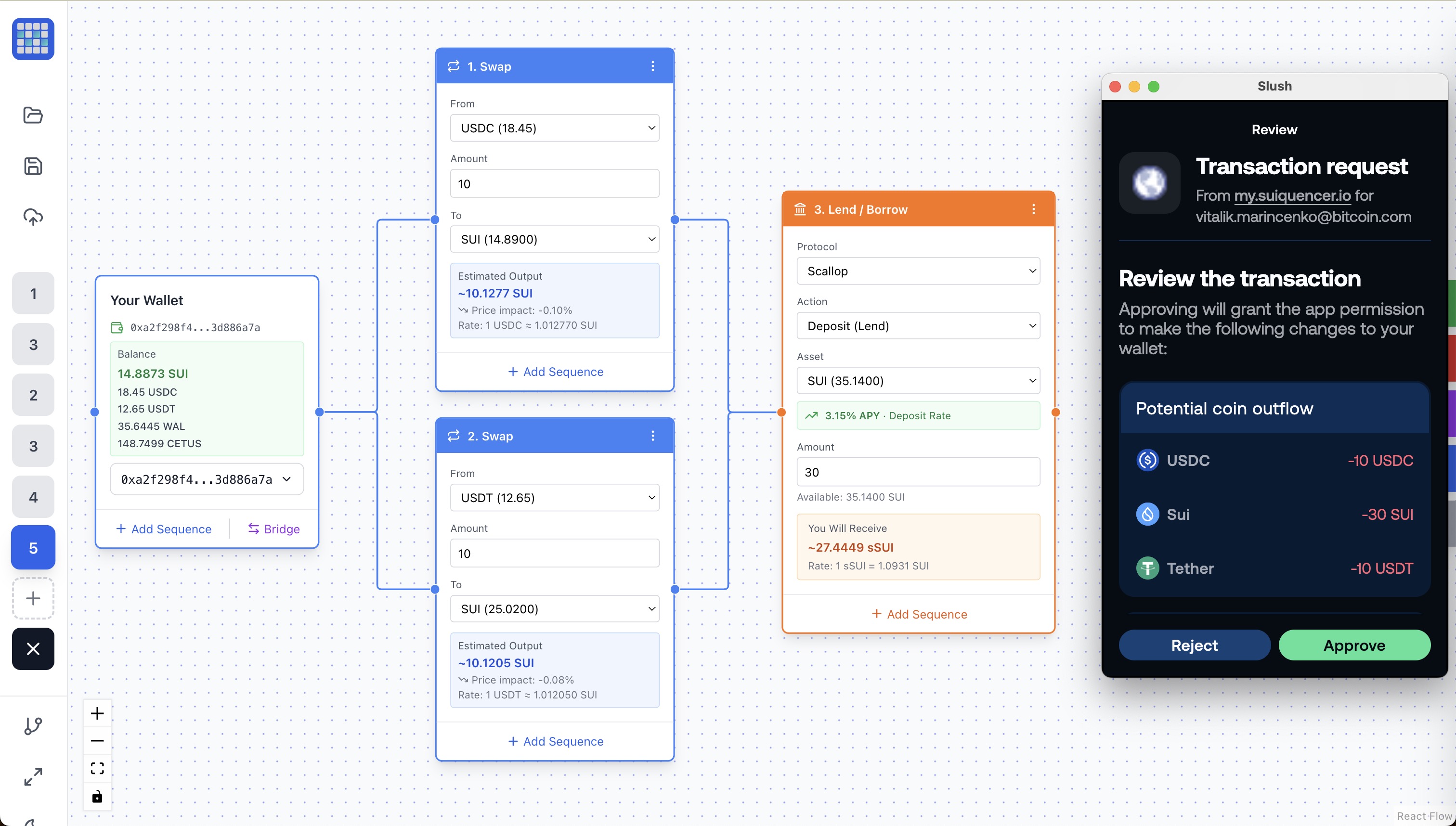 Swap and lend flow example